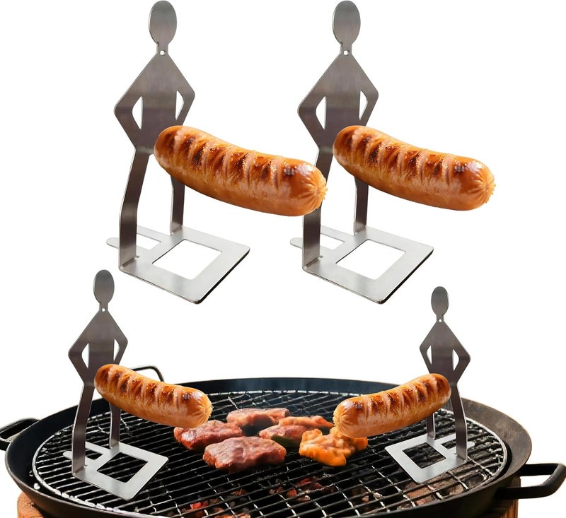 BADAO 2 PCS Funny BBQ Stand Man Hot Dog Holder,Portable Hot Dog Roaster,Reusable Stainless Steel Hotdog and Sausage Stand for Barbecue,Camping,Spring Trip Sausage Barbecue Rack,Barbecue Grill Accessories - Image 1